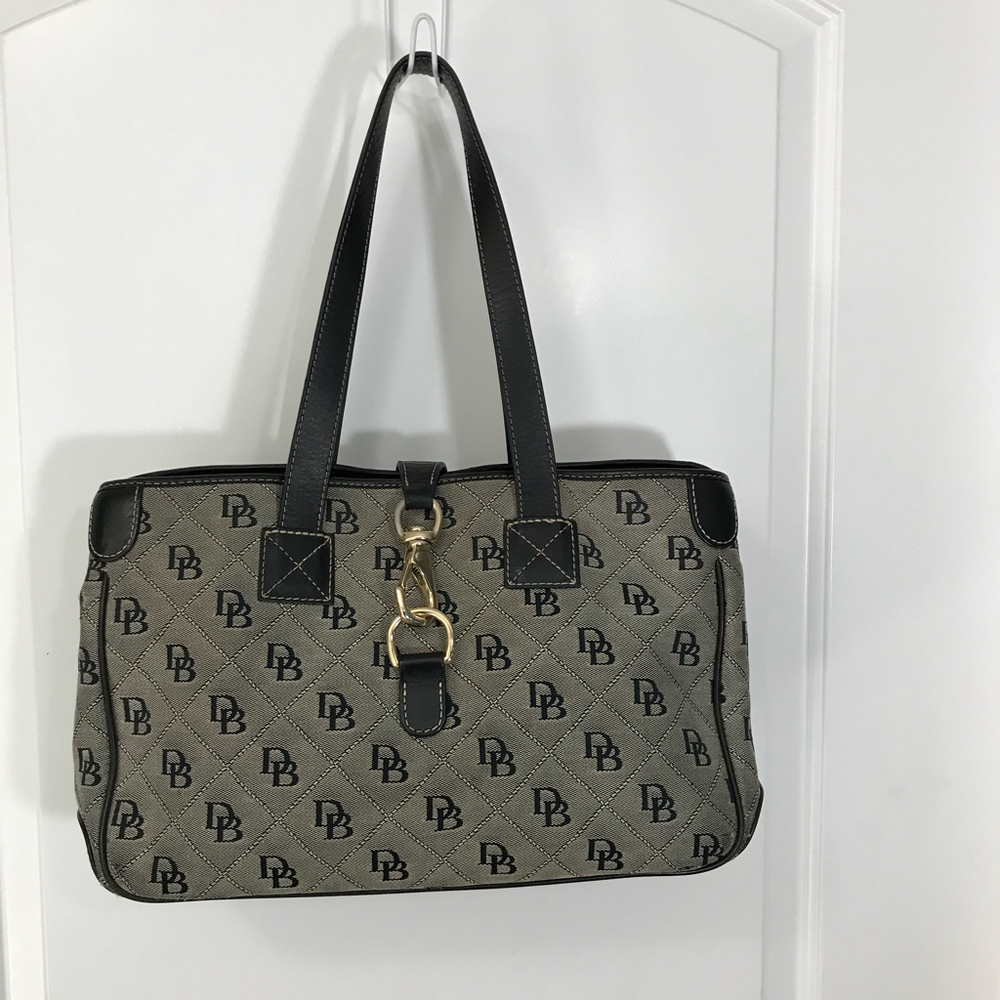 Dooney & Bourke Black and Gray Handbag with Pink Interior Tote